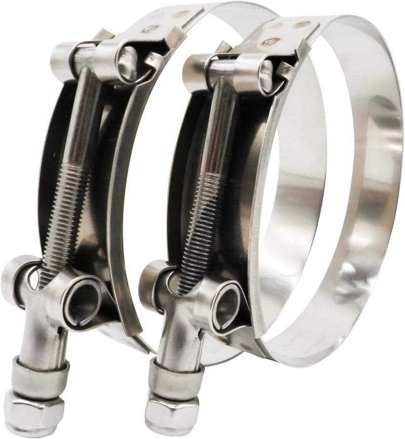ROADFORMER 4" T Bolt Hose Clamp Stainless Steel - Working Range 108mm - 116mm for 4" I.D. Hose with 3mm - 6mm Wall Thickness, T-bolt Hose Clamps Featured to Provide Reliable Sealing Force, 2 Pack - Image 2